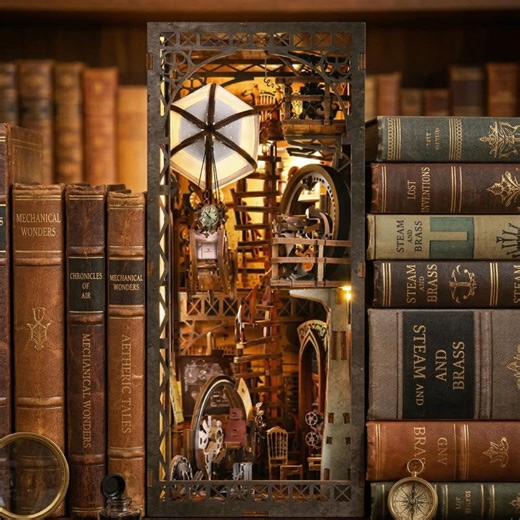 DIY Steampunk Warehouse Book Nook Kit - Vintage Industrial Miniature With LED - 3D Wooden Craft Kit for Adults - Retro Mechanical Bookshelf - Etsy