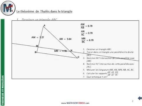4ème - TRIANGLES ET PARALLELES - Le théorème de Thalès