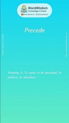 What does "Precede" mean? | English vocabulary shorts | #precede #wordwisdom