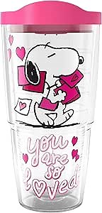 Tervis Peanuts Snoopy Valentine's Day You Are So Loved Made in USA Double Walled Insulated Tumbler Travel Cup Keeps Drinks Cold & Hot, 24oz, Classic