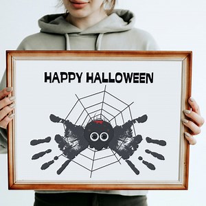 Template Handprint Craft | Halloween Spider Craft Preschool | Halloween Activity