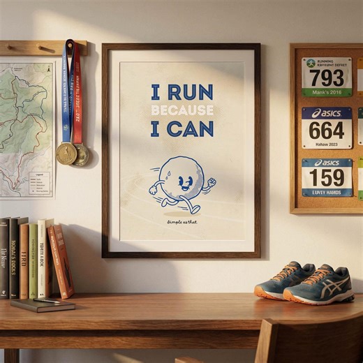 Runner Motivation Poster | Fitness Wall Art & Marathon Training Gift | I Run Because I Can Quote Print | Digital Download - Etsy