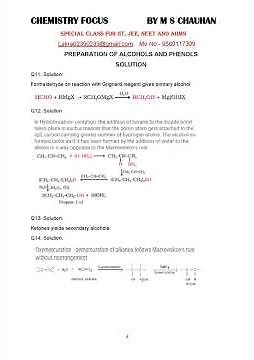 ALCOHOLS-PHENOLS AND ETHERS SOLVED MCQs; CHARACTERISTIC OF PHENOLS; ETHERS PREPARATION & PROPERTIES;