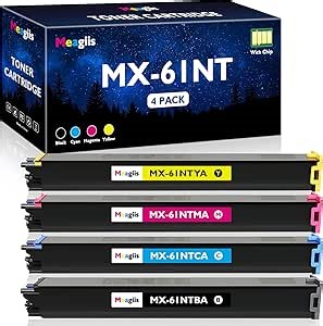 MX61NT MX-61NT Toner Cartridge Compatible for Sharp MX3071 MX3070 MX3070V MX2651 MX3050 MX3051 MX4071 MX6070 MX6071 MX3571S MX2630 Printer, MX-61NTBA MX-61NTCA MX-61NTMA MX-61NTYA, 4 Pack