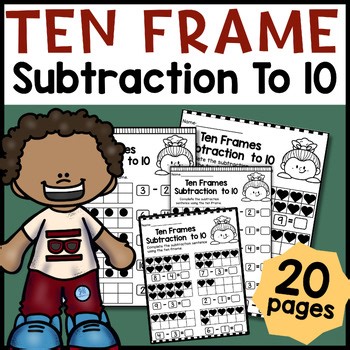 Ten Frame Subtraction Worksheets | Subtraction to 10 Activities