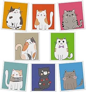 Lucomb Swedish Dish Cloths for Kitchen, 8 Pack Reusable Cleaning Cloth Absorbent Kitchen Towels No Odor Fast Drying for Home Wipes Dish Washing (Cute Cat)