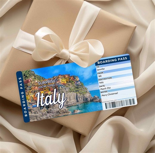 Italy Trip Ticket, Printable Boarding Pass, Vacation Gift Ticket for Italy Travel - Etsy