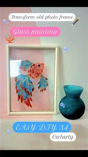 ✨️Stained glass fish art 🐠 #glasspainting Easy #diy 34 #shorts