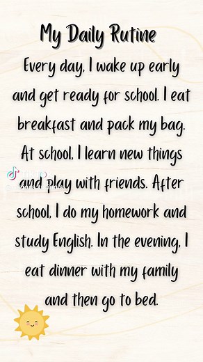 📚✨ Aprende inglés A1: Lectura sobre la rutina diaria ✨📚¡Hola a todos! En este video, vamos a practicar la lectura en inglés a nivel A1 con un texto sobre la rutina diaria. 🛏️🍳🏫💼Aprende nuevas palabras y mejora tu comprensión mientras descubrimos cómo es un día típico. ¡No te lo pierdas! 🎉#AprenderInglés #InglésA1 #LecturaInglés #RutinaDiaria #InglésParaPrincipiantes #LearningEnglish #EnglishReading #DailyRoutine #EnglishA1 #EnglishLearning #LearnEnglish
