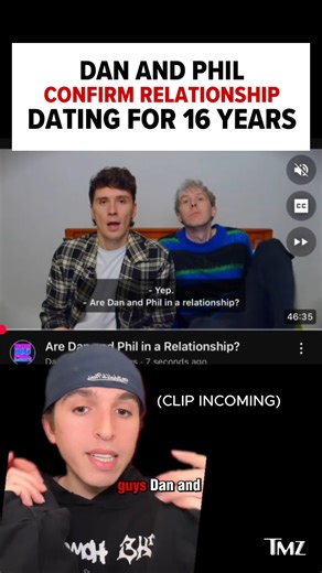 TMZ on Instagram: "It's official! Dan and Phil confirm they’ve been in a relationship for almost 16 years. Watch the clip! ⬆️ ✒️ Aiden Marks @aidenjmarks"