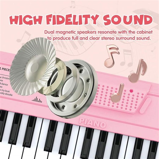 Kids Piano Toy,Pink 37 Keys Music Keyboard For Toddler1-3, Electronic Keyboards For Beginners Musical Toy,Birthday Gift For 2 Year Old Girl