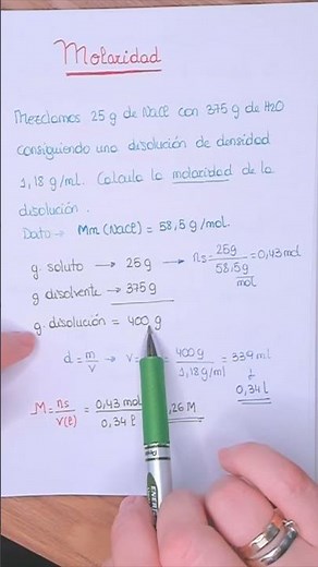 calculate the MOLARITY of a solution