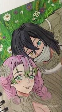 Obanai × Mitsuri Happy Ending Drawing🔥 | Demon slayer #shorts