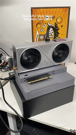 Office Aesthetics Meet Bitcoin Mining #gpu #monitorstand #desksetup #bitcoinmining #jinglemining #Miner #crypto #gadgets