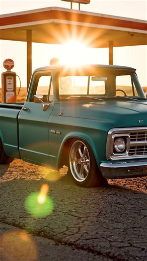 1965 Chevrolet C10 pickup truck parked on a dusty American desert road