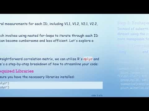 Simplifying Your R Code for a Correlation Matrix Using Loops or Efficient Solutions