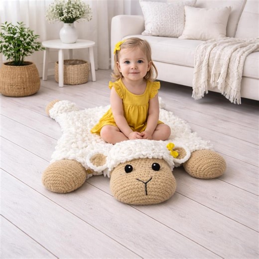 Sheep Crochet Pattern, Lamb Baby Play Mat Pattern PDF, Sheep Nursery Gift Idea, Cute Sheep Mat Crochet, Farm Animals Crochet Toys - Etsy