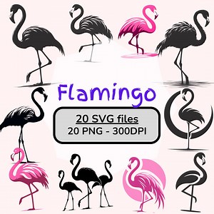 Flamingo SVG, Pink Flamingo Clipart, Black Bird Silhouette, PNG Files, Blue Flamingo Art, Printable Flamingo PNG, 300DPI, Print, Transparent - Etsy Canada