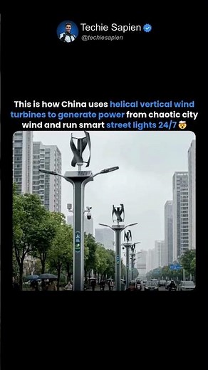China’s Street Lights Generate Power from Wind 🤯⚙️