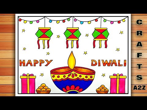 Diwali Drawing Easy | Diwali Diya Drawing | Diwali Painting | Diwali Celebration Drawing | Deepawali