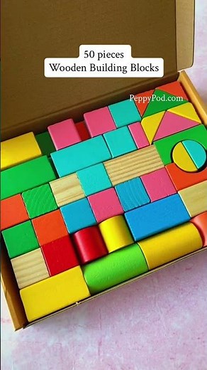 Wooden Building Blocks – 50 Pieces