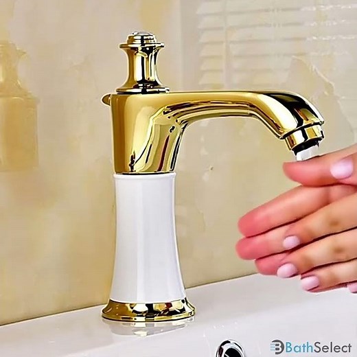 BathSelect White & Gold Sensor Faucet™