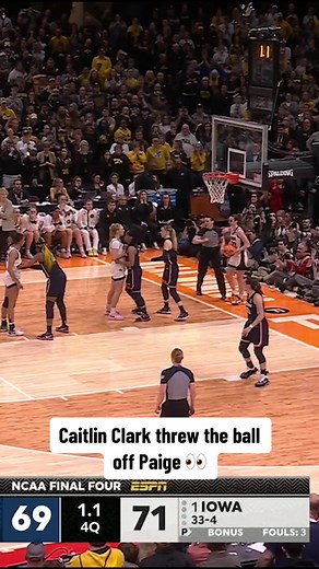 Caitlin Clark Throws Ball Off Paige