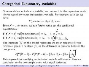 Simple Linear Regression: Categorical Predictor