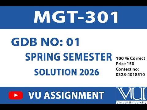 MGT301 GDB No 01 Solution 2026 Solution || BY VU ASSIGNMENT ||