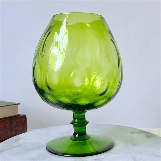 Empoli Style Green Optic Brandy Snifter Glass - Etsy Canada