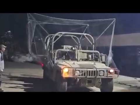 "Mangal" protection on an Israeli Hummer armored vehicle. Protection against Hezbollah FPV
