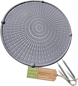 Silicone Grease Splatter Guard for Frying Pan, Multi-Use Splash Guard for Frying Pan, Good Grip Handle Heat Resistant to Hot Oil Splash Guard for Frying Pan 12.6"- Gray