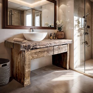 Rustic Wooden Bathroom Vanity – Custom Handmade Farmhouse Sink Shelf, Live Edge Wood Cabinet - Etsy