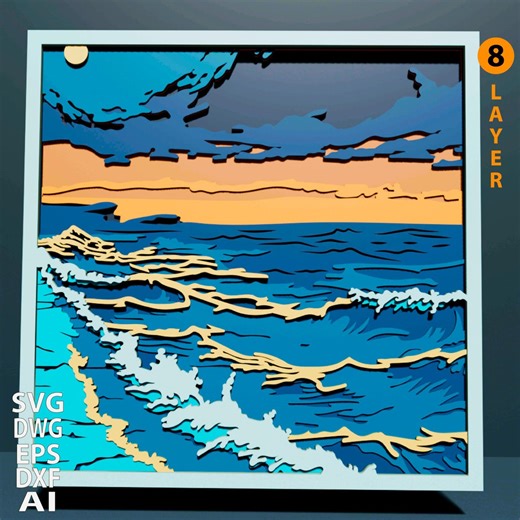 Ocean Multilayer SVG. Laser Cut File. Layer Construction. Plywood Cutting. CNC. Mandala Plywood - Etsy