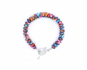 11mm Pink Dahlia & Kingman Turquoise Bracelet, Sterling Silver Toggle, Statement Jewelry, Unisex Men's Women's - Etsy