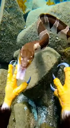 Incredible scene! The mother white-collared eagle hunts prey #deepseafishing #eagleshunting