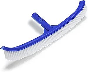 DOEL Swimming Pool Brush - 18 Inch Heavy Duty Swimming Floor and Wall Pool Brush - Reinforced Curved Ends Nylon Bristles Pool Brush Head