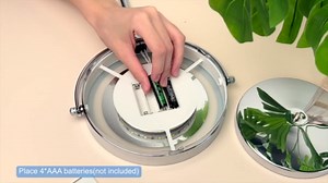 1X/10x Magnified Lighted Makeup Mirror Double Sided Round Magnifying Mirror Standing 360 Degree Swivel Vanity Mirror Battery Operated 7 Inch Diameter Shaving Bathroom Mirror