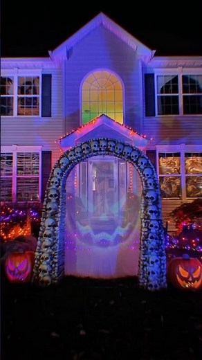 Home Depot Skull and Bones Archway with projector and screen