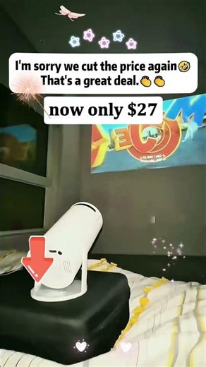 Smart Mini Projector with Android TV, Auto Keystone & 4K Support - Portable Home Theater