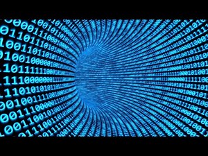 Fly through Binary Code Tunnel in Cyberspace Encrypted Network Data 4K UHD 60fps 1 Hour Video Loop