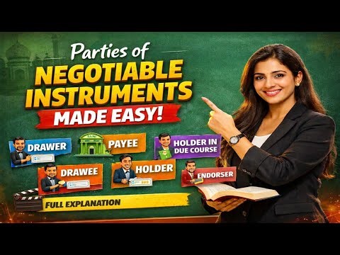 Drawer, Drawee, Payee, Holder, Holder in Due Course, Endorse | Parties of Negotiable Instruments