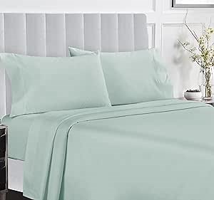 California Design Den Soft 100% Cotton Bed Sheets Full Size Set, 400 Thread Count Good Housekeeping Award Winner, Smooth Sateen Finish with Deep Pockets, Cozy and Durable Full Bedding Set - Seafoam