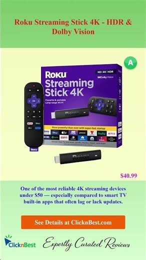 Roku Streaming Stick 4K - HDR & Dolby Vision