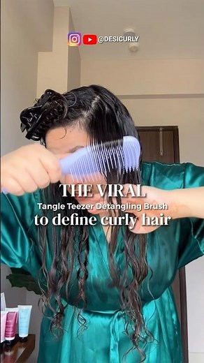 CURLY HAIR ROUTINE using Tangle Teezer Wet Detangler Brush (not sponsored) (Curly Hair Styling)