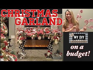 How to decorate a Fireplace for Christmas | Christmas Garland | Candy Cane & Buffalo Check!
