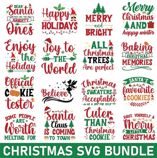 Christmas SVG Bundle: Winter Holiday Designs (digital Download) - Etsy