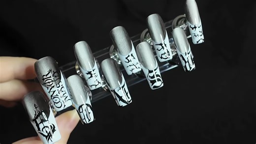 Classic Edge Metal Eclipse Cat-Eye Press-On Nails | Edgy Long Coffin Nails with Hypnotic Magnetic Finish #easyeyemakeup #detachablenails #spookyfansmakeupmusthave #vintagenailpolish #cheshirecatmakeup #nailtechfinds #eyelashfactory #anastasiaedit #eyelashkit #nailtechmusthave