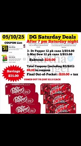 19K views · 42 reactions | 6 twelve-packs of soda for $20?!This deal only works Saturday after 7PM at Dollar General!Early activation = new sale prices + existing coupons = BIG savings.Stock up now — just $3.33 per pack!#DollarGeneral #EarlyActivation #SodaStockup #CouponingWithMarthaGranger #DrPepperDeal #MountainDewDeal #Couponing2025 | Martha Granger | Facebook