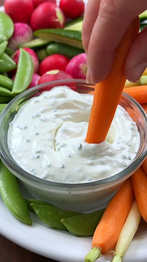 Rich, creamy, and perfectly dip-able, this Ranch Dip is my go-to for a quick and easy veggie platter! Recipe: https://natashaskitchen.com/ranch-dip/ | NatashasKitchen.com